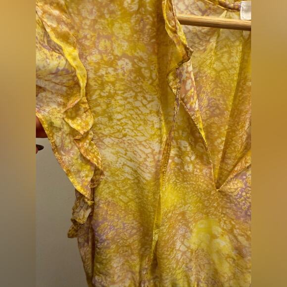 BB DAKOTA | Butter Yellow Dream Girl Tiered Midi Dress Cottagecore | Size M - Picture 6 of 10